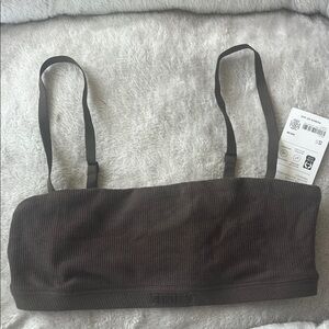 Athleta Brown Ribbed Bandeau Bralette